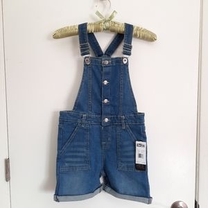 Size 8/10 - Medium Wash Denim Overall Shorts - Jean Shorts Romper - Jean Jumper